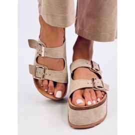 Pantuflas plataforma corcho Galzai Kaki beige 1