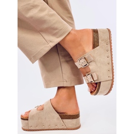 Pantuflas plataforma corcho Galzai Kaki beige 3