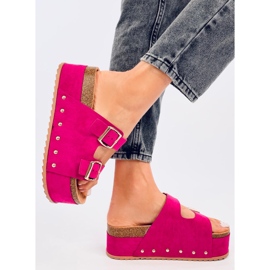 Pantuflas plataforma corcho Galzai Fucsia rosado 2