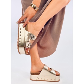 Chanclas Galzai Gold plataforma corcho dorado 3