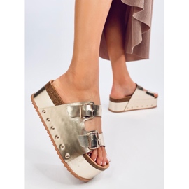 Chanclas Galzai Gold plataforma corcho dorado 4