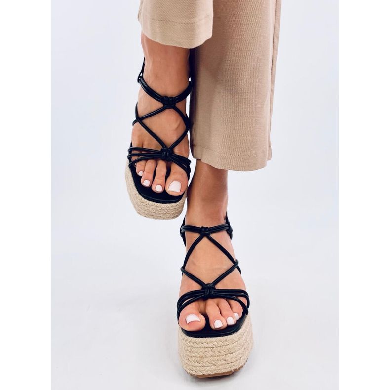 Pascai Sandalias alpargatas cuña negro 1