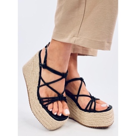 Pascai Sandalias alpargatas cuña negro 2