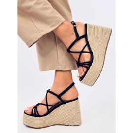 Pascai Sandalias alpargatas cuña negro 3