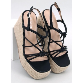 Pascai Sandalias alpargatas cuña negro 5