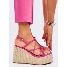 Pascai Sandalias alpargatas cuña fucsia rosado 4