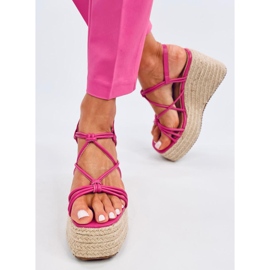 Pascai Sandalias alpargatas cuña fucsia rosado 1