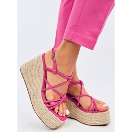 Pascai Sandalias alpargatas cuña fucsia rosado 2