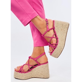 Pascai Sandalias alpargatas cuña fucsia rosado 3