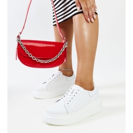 Zapatillas con cordones de piel blanca blanco 2