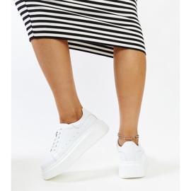 Zapatillas con cordones de piel blanca blanco 3