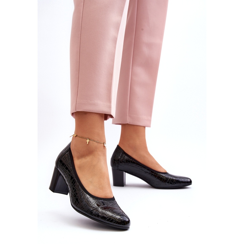 Vinceza Salón de charol con relieve negro 4