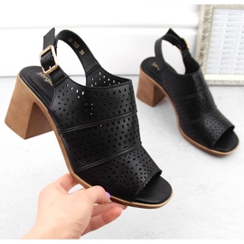 Sandalias mujer tacón calado negro Sergio Leone SK565 4