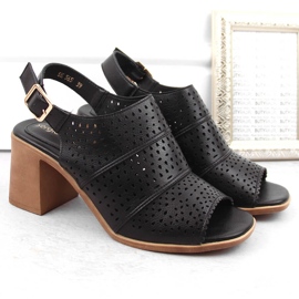 Sandalias mujer tacón calado negro Sergio Leone SK565 5