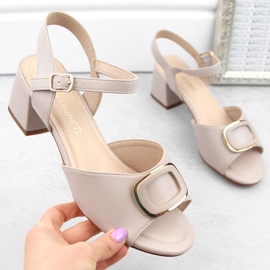 Sandalias elegantes de tacón para mujer beige perla Sergio Leone SK891 1