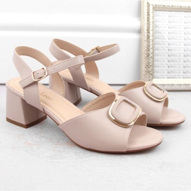 Sandalias elegantes de tacón para mujer beige perla Sergio Leone SK891 5