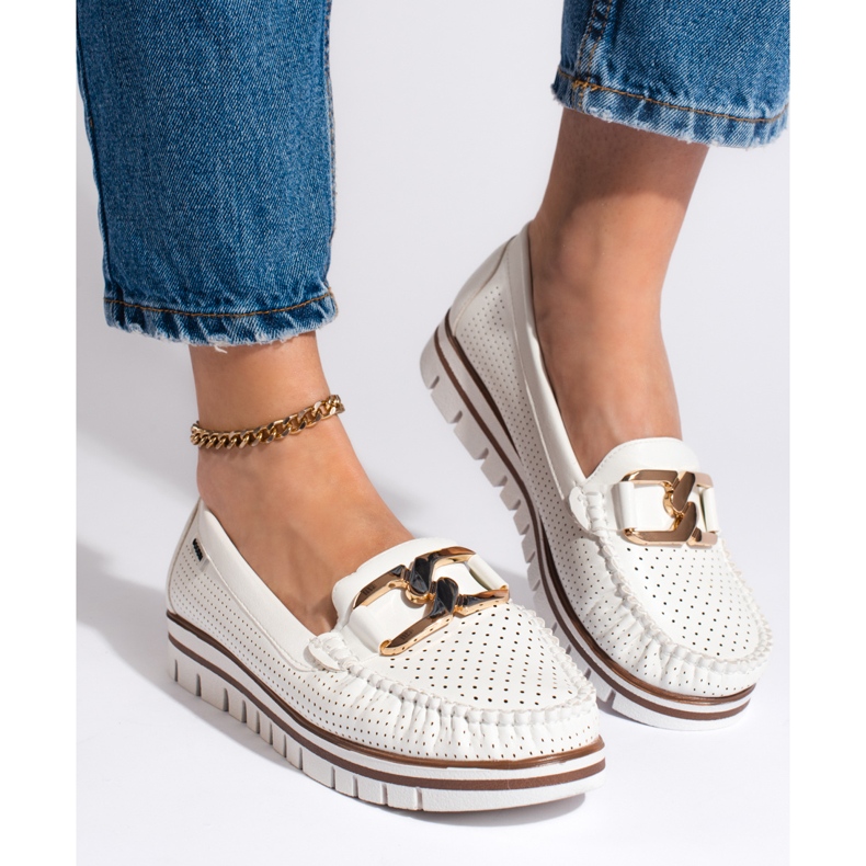 Goodin Mocasines blancos calados en la plataforma. 2 Goodin Mocasines blancos calados en la plataforma. 2