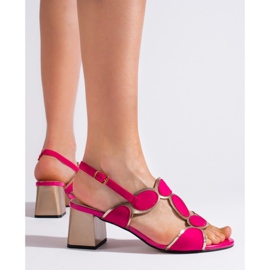 Goodin Sandalias de mujer fucsia con hebilla rosado 4