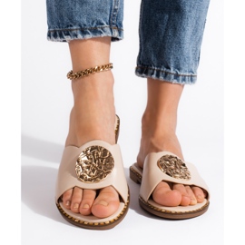Goodin Chanclas de mujer beige elegantes 1