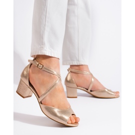 Goodin Sandalias tacón bajo mujer doradas dorado 2