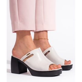 Goodin Chanclas de mujer blancas con tacón blanco 2 Goodin Chanclas de mujer blancas con tacón blanco 2