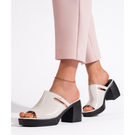 Goodin Chanclas de mujer blancas con tacón blanco 1 Goodin Chanclas de mujer blancas con tacón blanco 1