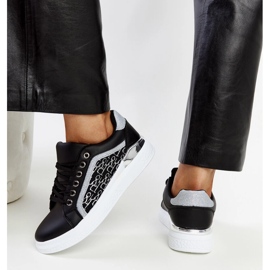 Deportivas negras con plataforma y purpurina Fekete negro 4