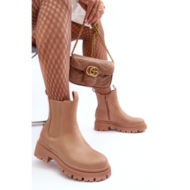 Botas Chelsea de piel con cremallera, beige oscuro Pitrese 8