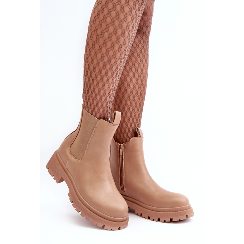Botas Chelsea de piel con cremallera, beige oscuro Pitrese 1
