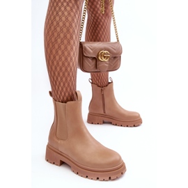 Botas Chelsea de piel con cremallera, beige oscuro Pitrese 6