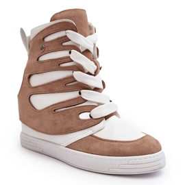 Botines con Cuña de Piel Beige Amria 2