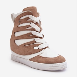Botines con Cuña de Piel Beige Amria 1