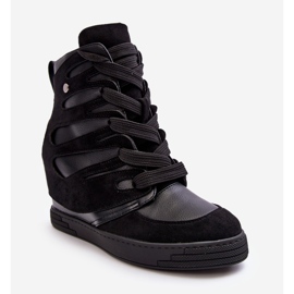Botines con cuña de piel, Amria negra negro 1
