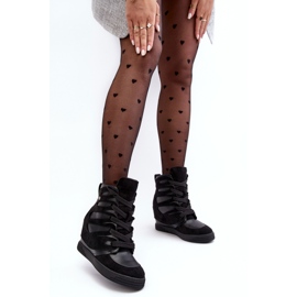 Botines con cuña de piel, Amria negra negro 3