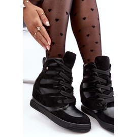 Botines con cuña de piel, Amria negra negro 7