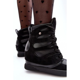 Botines con cuña de piel, Amria negra negro 6