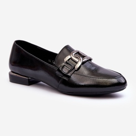 Sergio Leone Mocasines Mujer Charol Con Adorno, Negro Camilena 1