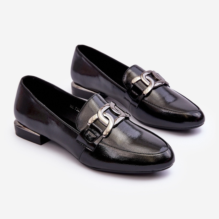 Sergio Leone Mocasines Mujer Charol Con Adorno, Negro Camilena 2