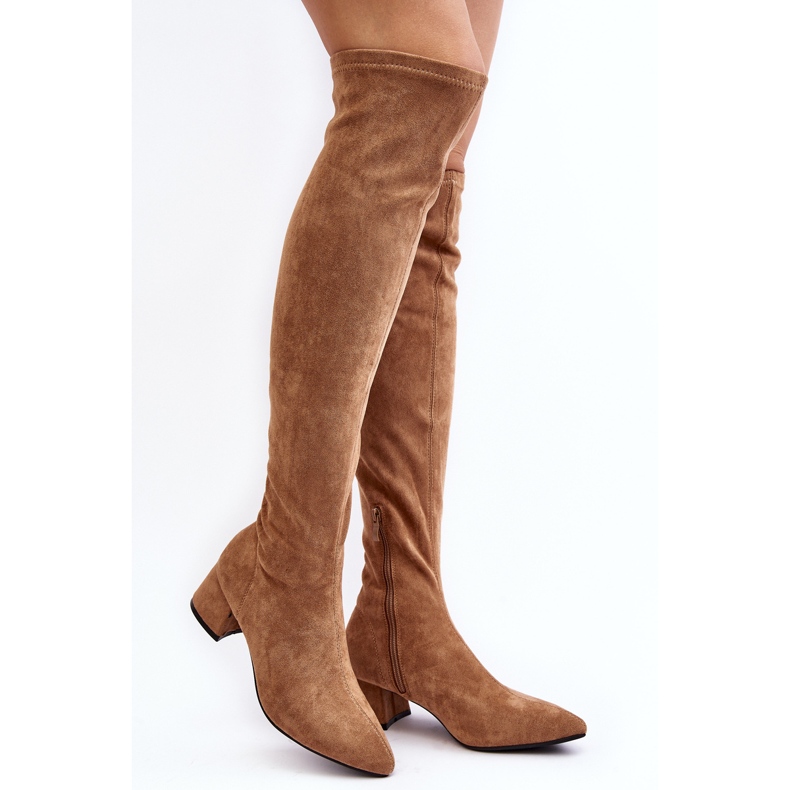 Botas de Mujer Tacón Bajo por Encima de la Rodilla Camel Maidna marrón 1 Botas de Mujer Tacón Bajo por Encima de la Rodilla Camel Maidna marrón 1