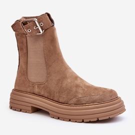Botas Chelsea de ante con suela maciza, Beige Ozaro 1