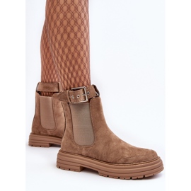 Botas Chelsea de ante con suela maciza, Beige Ozaro 5