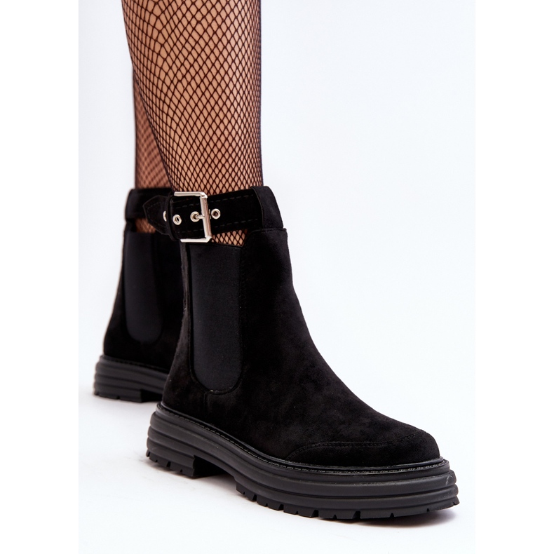 Botas Chelsea de ante con suela maciza, Negro Ozaro 1