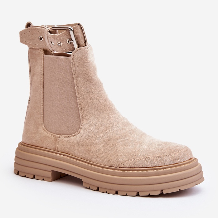 Botas Chelsea de ante con suela maciza, beige claro Ozaro 1