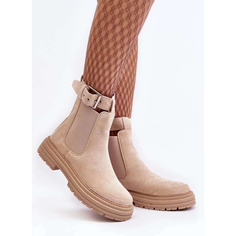 Botas Chelsea de ante con suela maciza, beige claro Ozaro 2 Botas Chelsea de ante con suela maciza, beige claro Ozaro 2