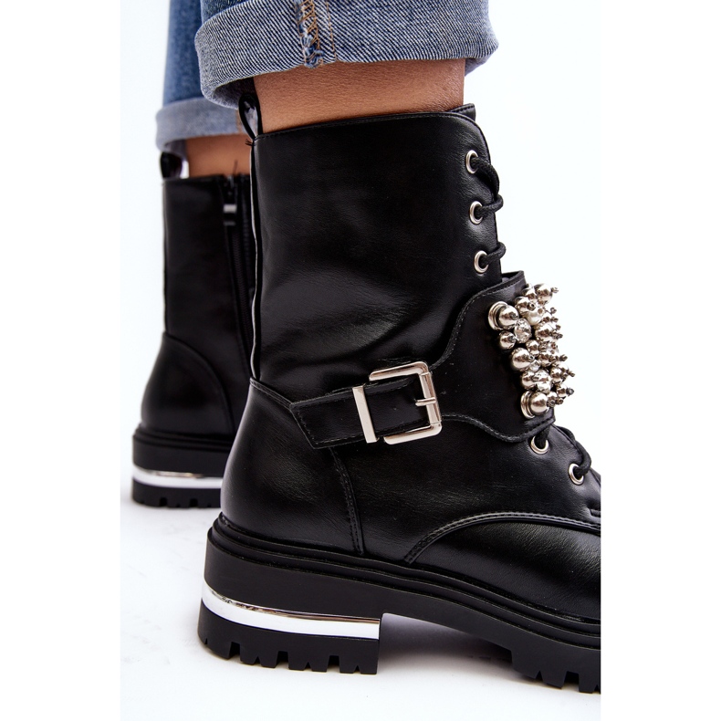 Botines de mujer con aislamiento Worker decorados en negro Lennen 2 Botines de mujer con aislamiento Worker decorados en negro Lennen 2