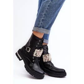 Botines Worker Mujer Aislantes Decorados Negro Venizi 7