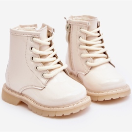 Botines infantiles de charol con cremallera, Beige Tibbie 7