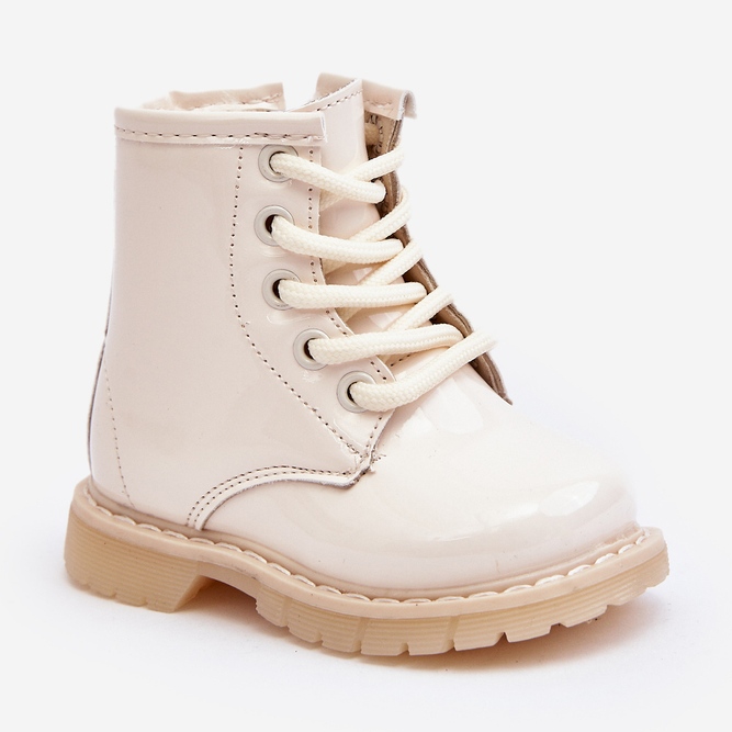 Botines infantiles de charol con cremallera, Beige Tibbie 2