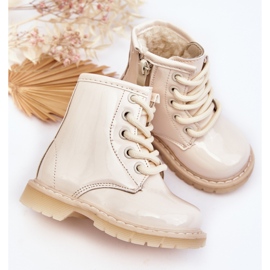 Botines infantiles de charol con cremallera, Beige Tibbie 3
