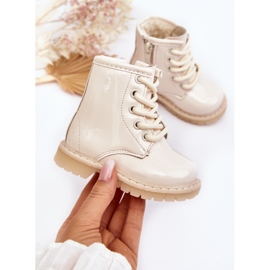 Botines infantiles de charol con cremallera, Beige Tibbie 4